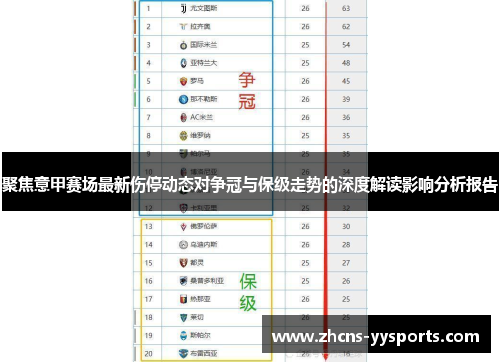 聚焦意甲赛场最新伤停动态对争冠与保级走势的深度解读影响分析报告